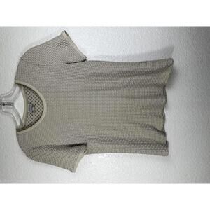 Armani Collezioni Women’s Sz 4 Beige Textured Knit Top Short Sleeve Italy